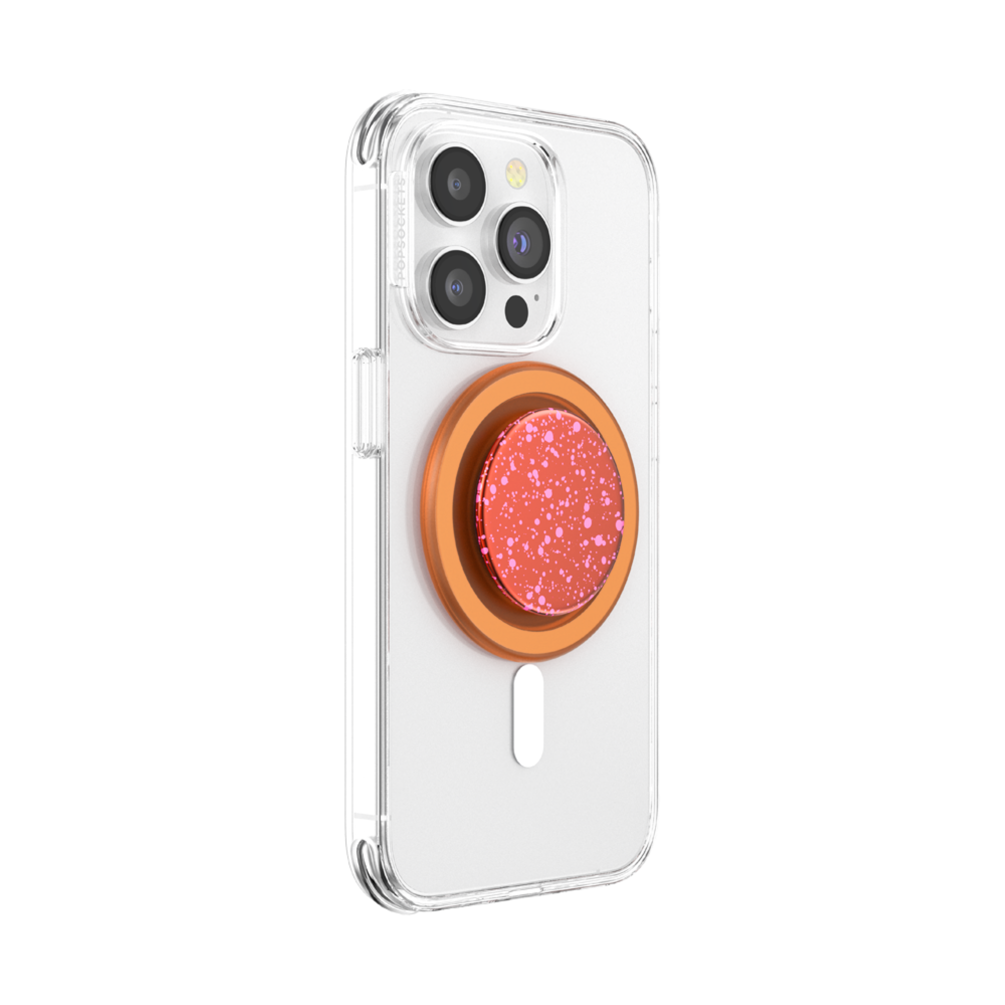 Alt View 1. PopSockets - MagSafe PopGrip Universal Magnetic Grip & Stand with Adapter Ring for Cell Phones - Clay Speckle Aluminum.