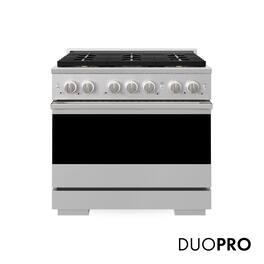 ZLINE - 36 in. 5.2 cu. ft. Marino Freestanding Manual Clean Gas Range with 6 DuoPro Burners and Convection Gas Oven - Stainless Steel