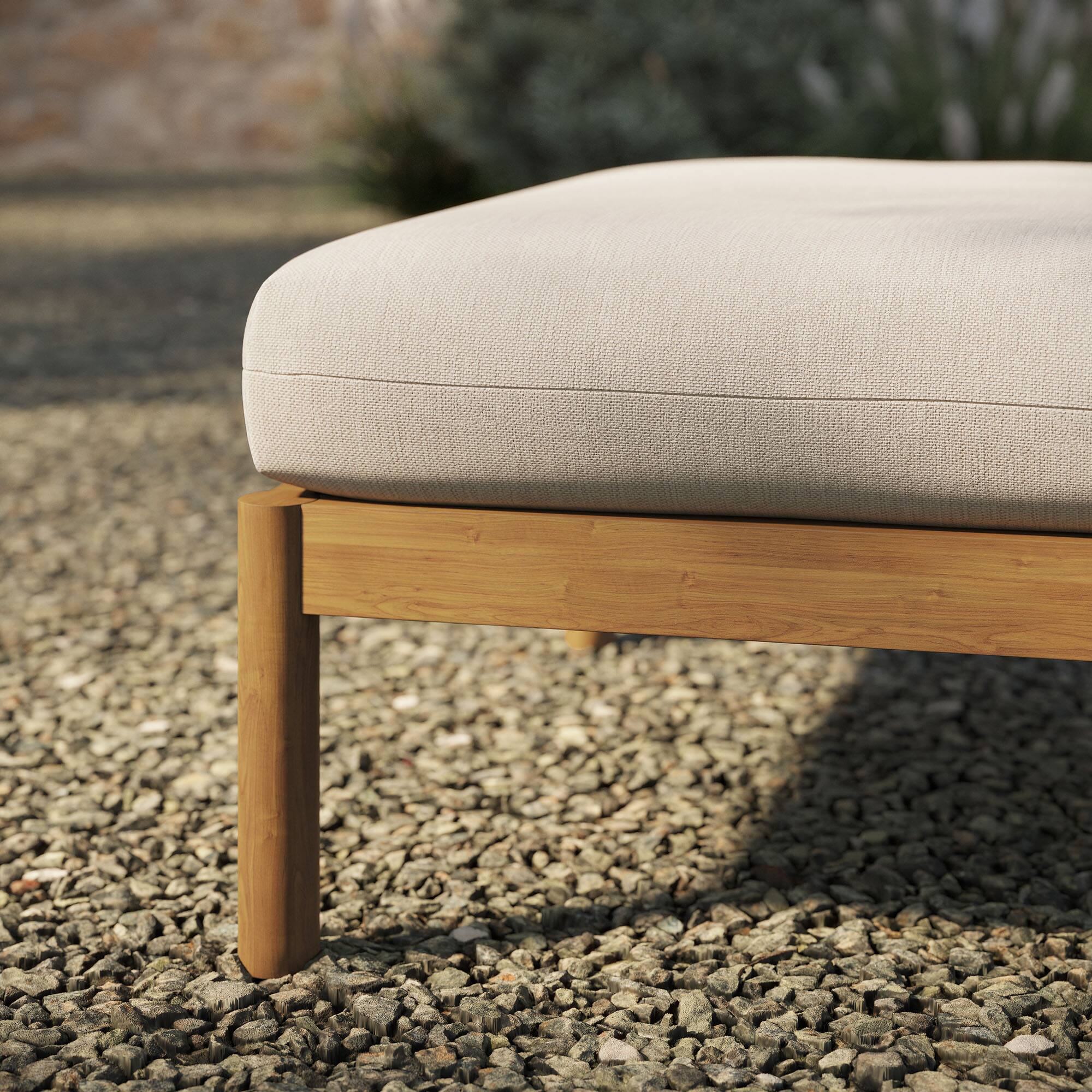 Alt View 1. Modway - Eleni Square Outdoor Teak Wood Ottoman by Modway - Natural Sail.