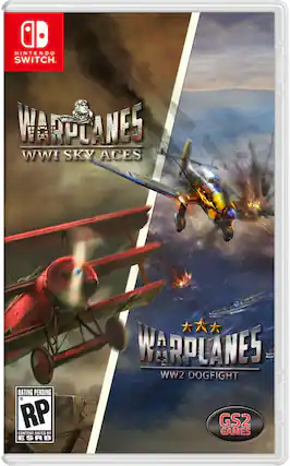 NINTENDO SWITCH
WARPLANES WWI SKY ACES
RATING PENDING RP CONTENT RATED BY ESRB
WARPLANES WW2 DOGFIGHT
GS2 GAMES - E10+ (Everyone 10+)