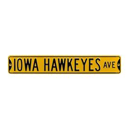Authentic Street Signs - Iowa Hawkeyes 6" x 36" College Ave Team Street Sign - Yellow