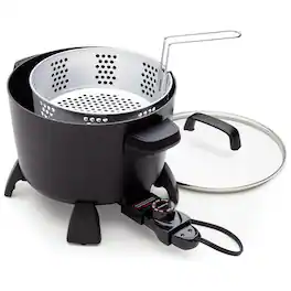 Presto - 8-Cup Big Kettle Steamer Deep Fryer Multi-Cooker - Black