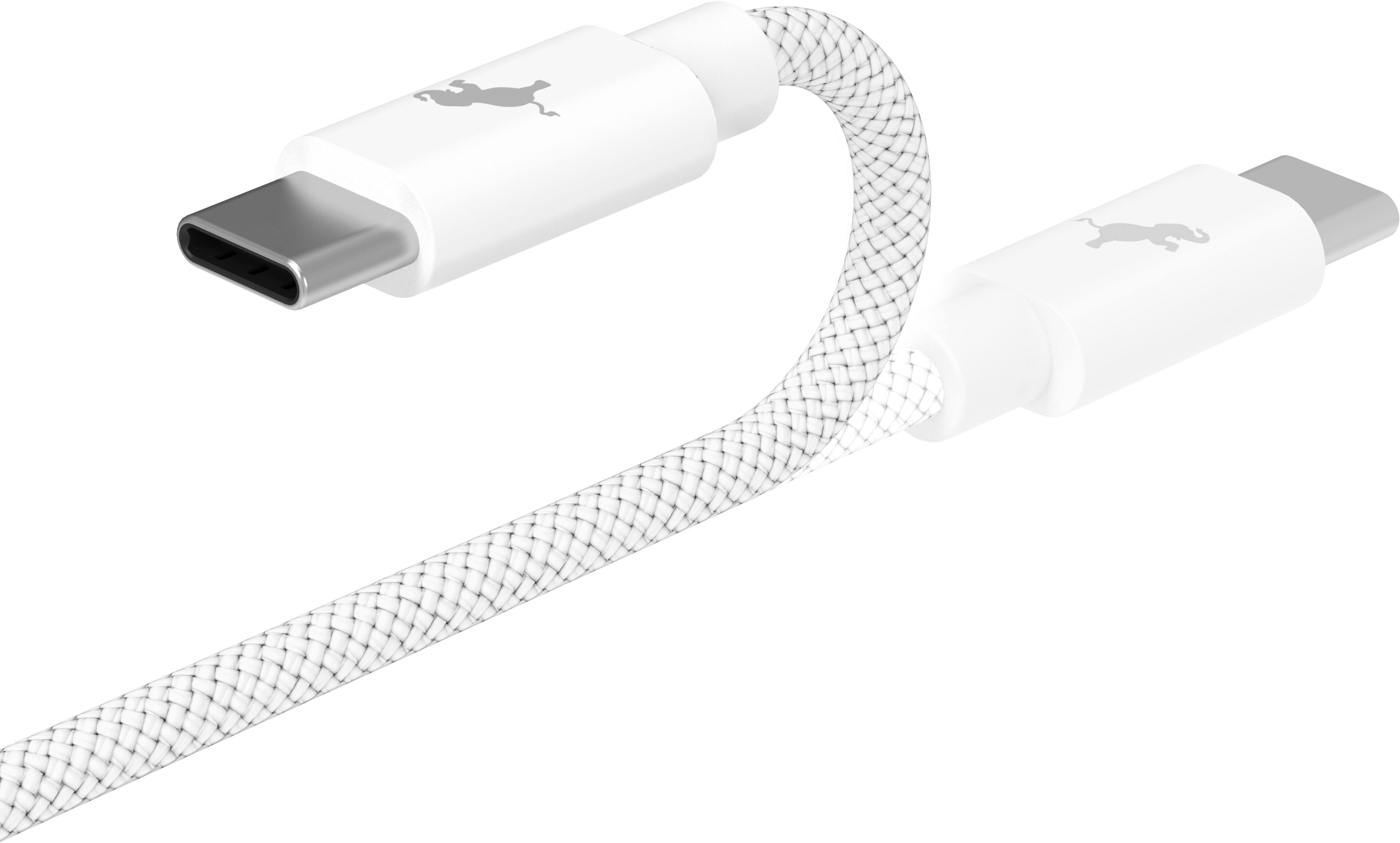 Back. Nimble - Powerknit USB-A to USB-C Cable 1M/3.3FT Fast Charging for iPhone 16/15, Samsung S24–S10, Note 20/10, Pixel, Moto & More - White.