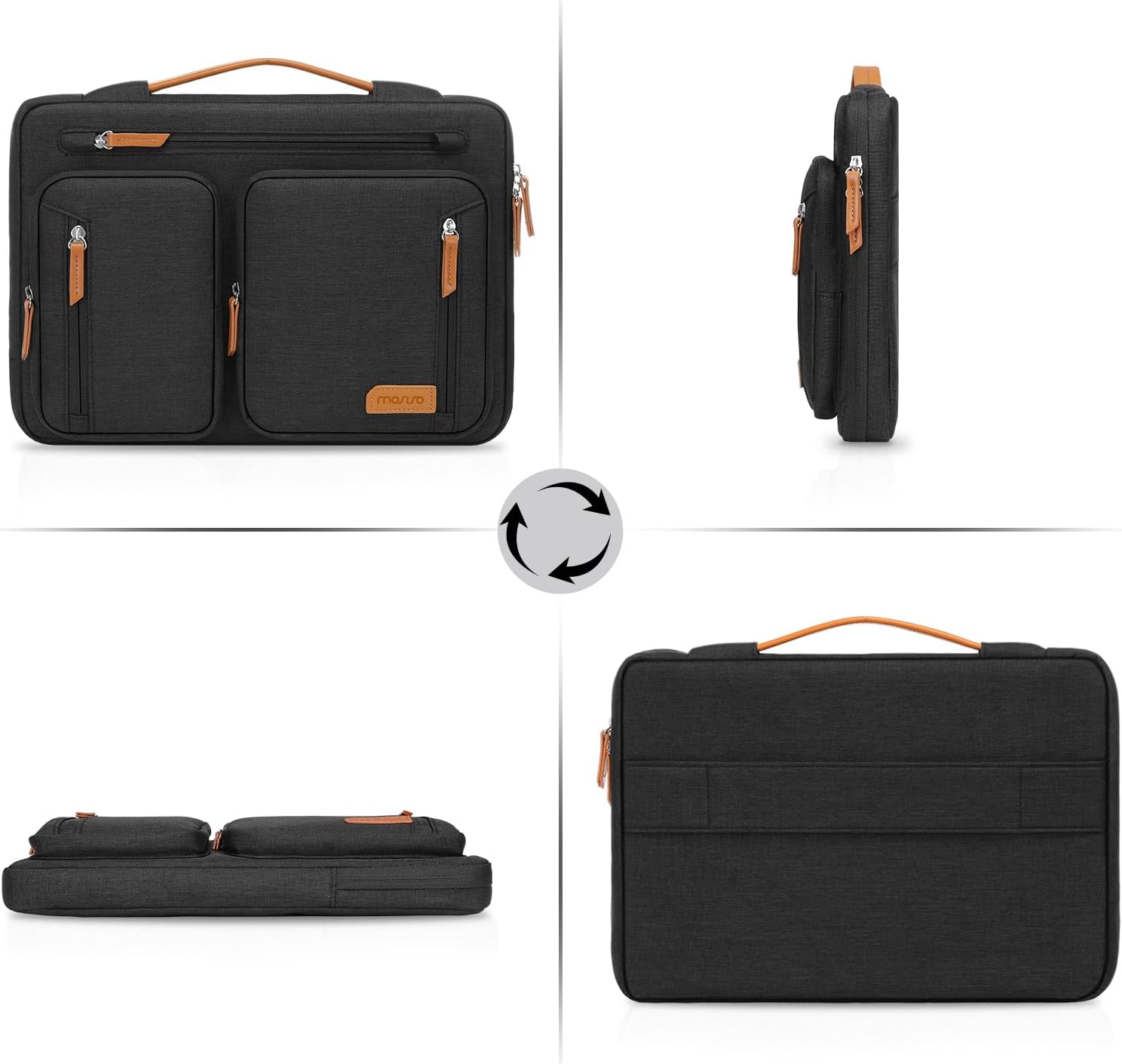 Back. mosiso - Laptop Sleeve 15-16 Inch, 360 Protective Laptop Case with 5 Accessory Pockets for MacBook Pro 16, HP Acer Dell ASUS - Black.