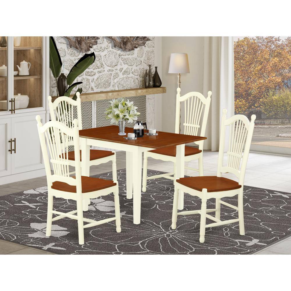Angle. East West Furniture - Dining Room Set Buttermilk & Cherry - Brown.