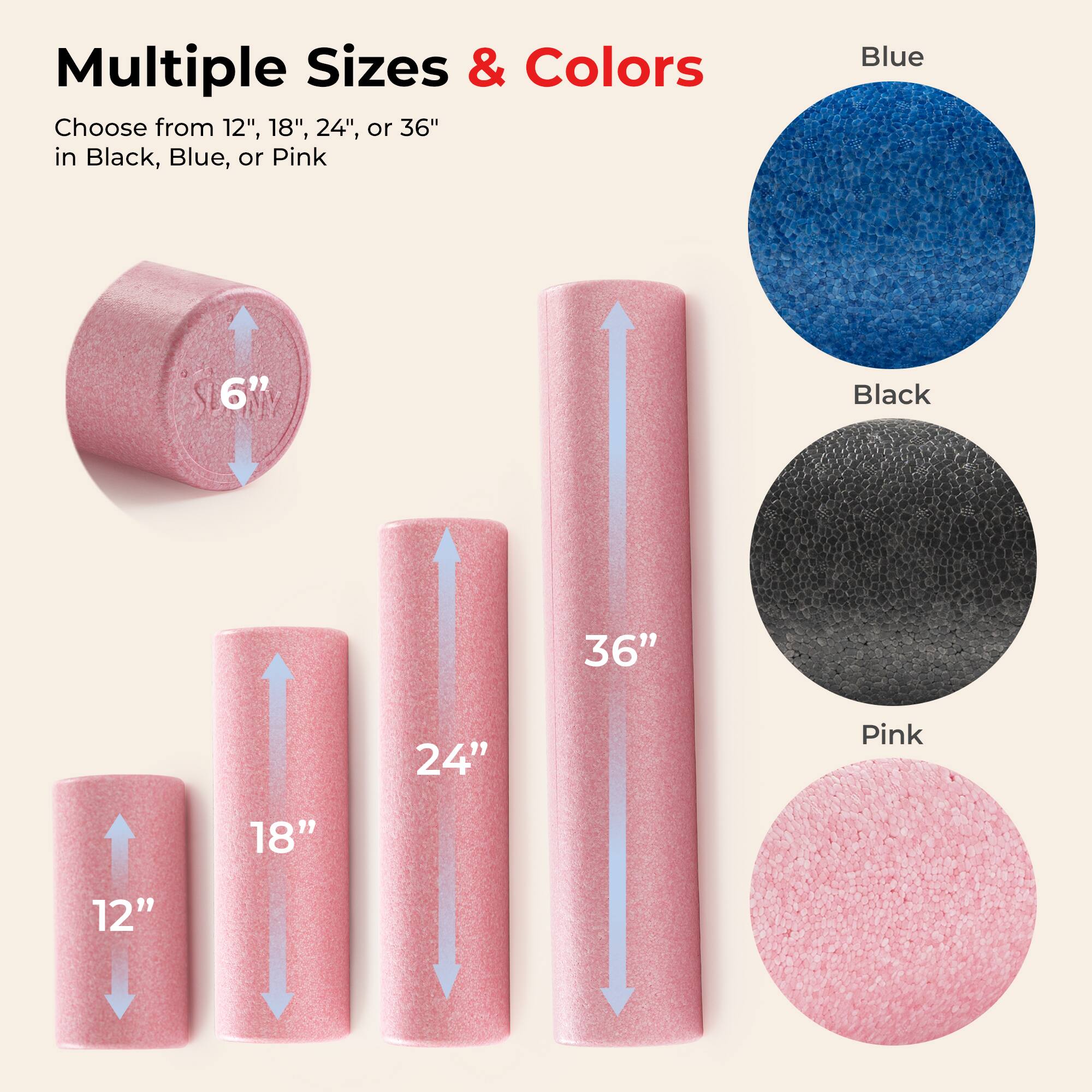 Multiple Sizes & Colors

Choose from 12", 18", 24", or 36" in Black, Blue, or Pink

- Blue
- Black
- Pink

Sizes:
- 6"
- 12"
- 18"
- 24"
- 36"