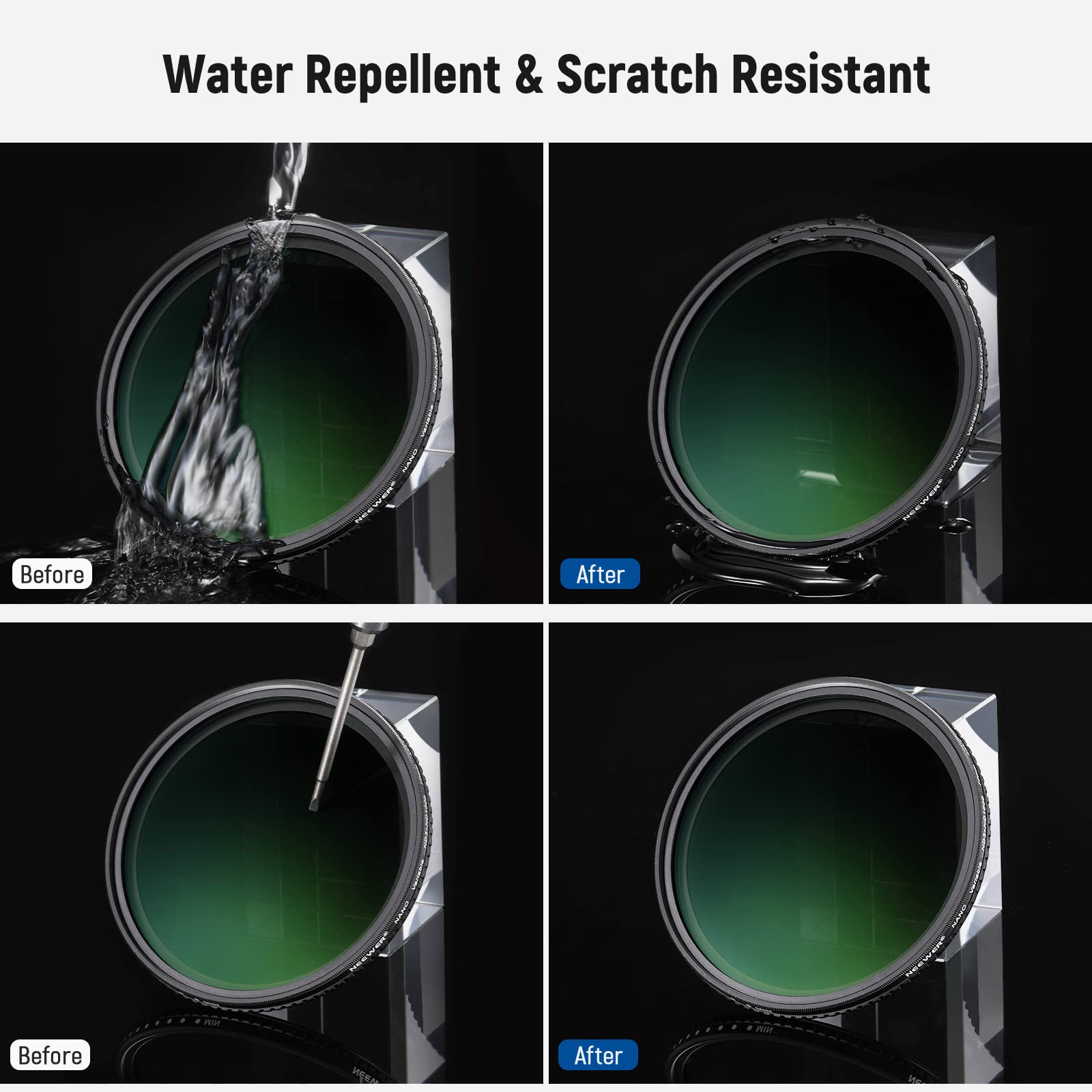 Water Repellent & Scratch Resistant

Before After

Before After