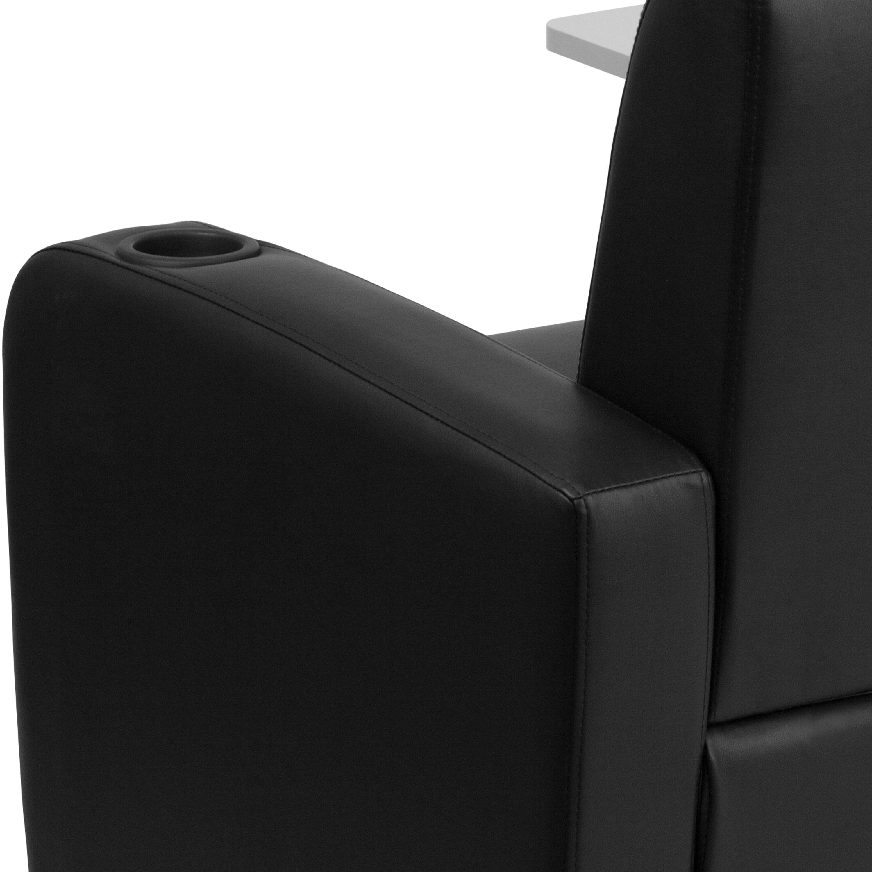 Alt View 9. Emma + Oliver - Tablet Arm Guest Chair with Front Wheel Casters and Cup Holder - Black.