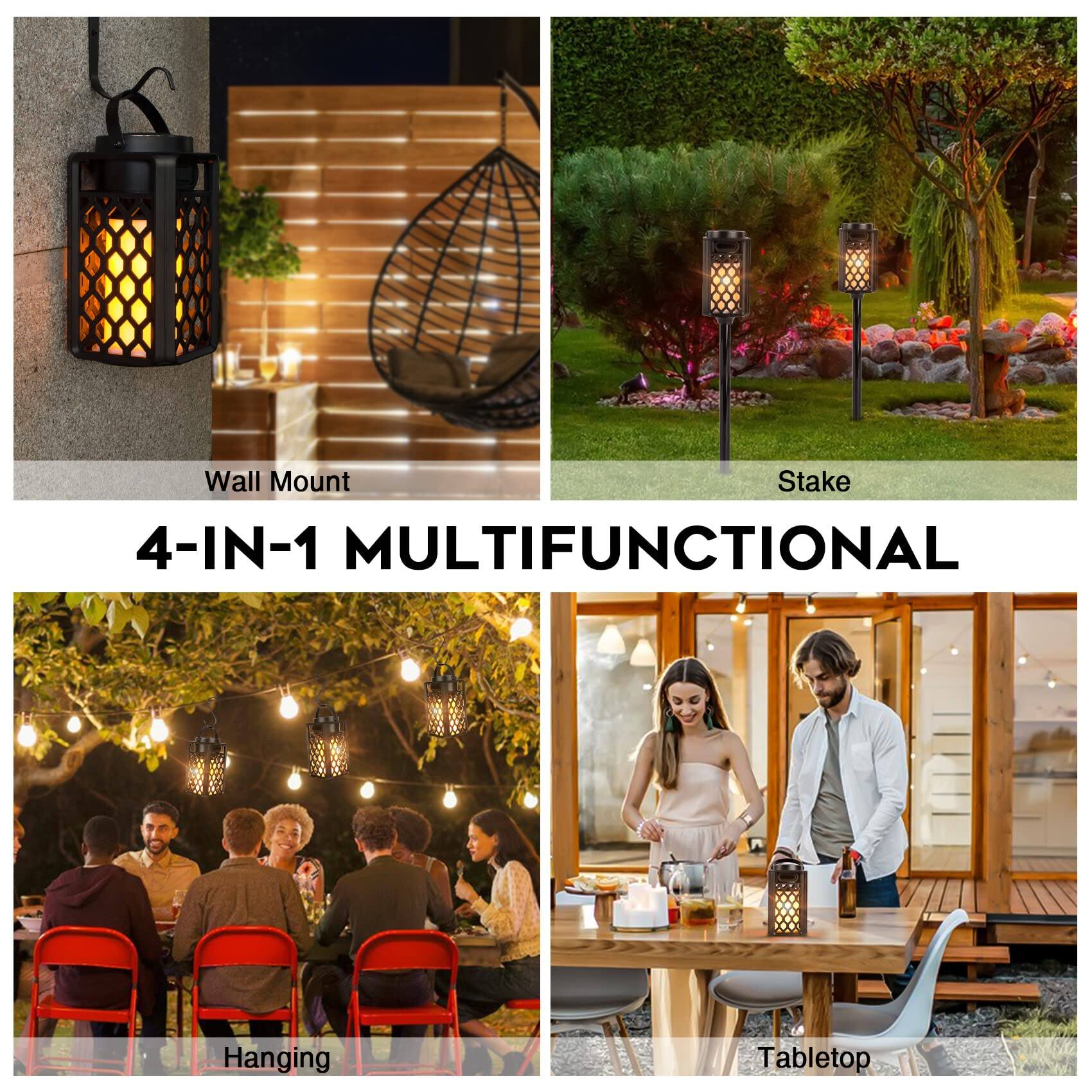 Wall Mount  
Stake  
Hanging  
Tabletop  

4-IN-1 MULTIFUNCTIONAL