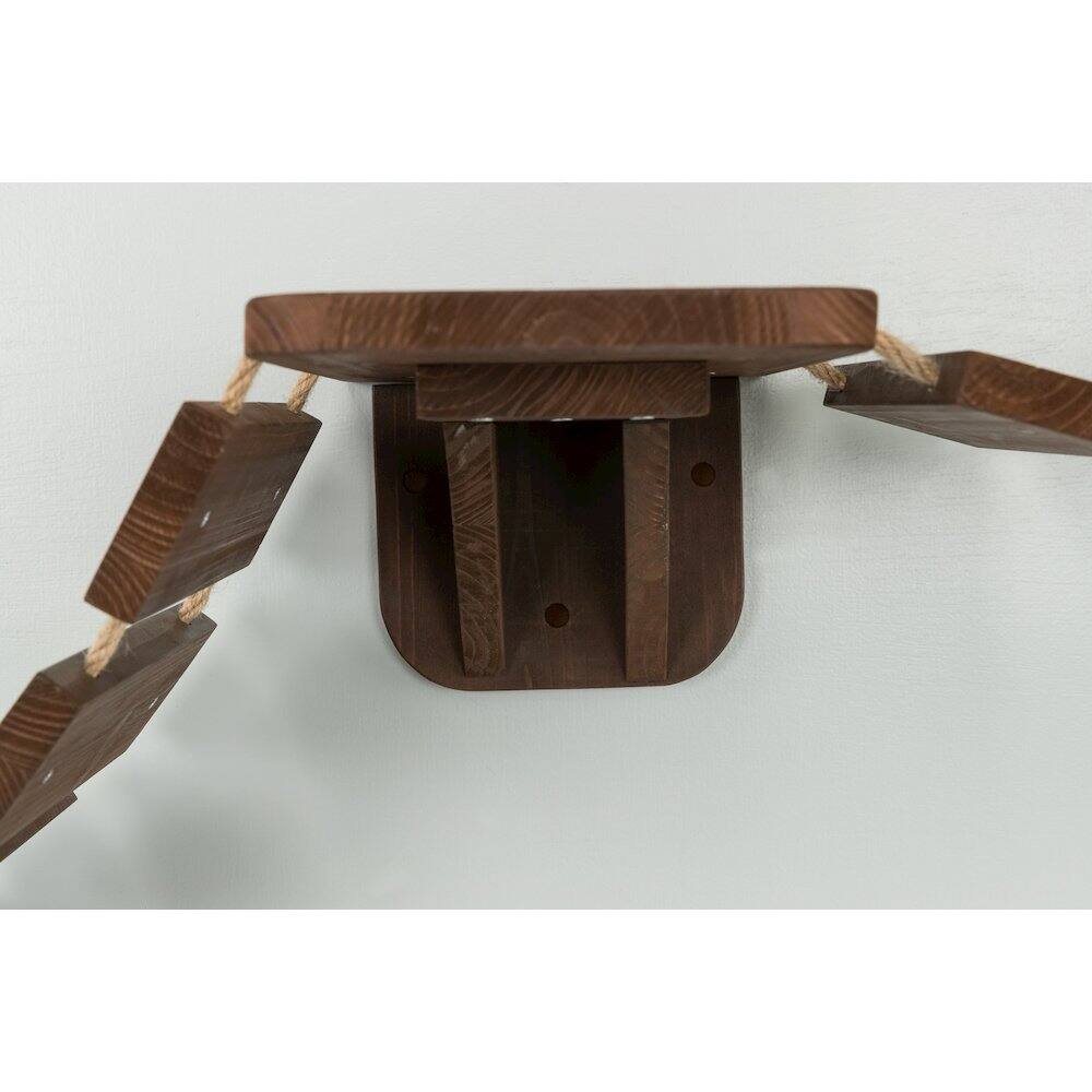 Back. TRIXIE - Multi-Level Wall Mounted Cat Perch with Bridge - Espresso Brown.