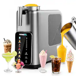Homevol - Slushie Machine, 7-in-1 Frozen Drink & Ice Cream Maker, No Pre-Freezing Compressor, Milkshake & Smoothie Machine - Silver