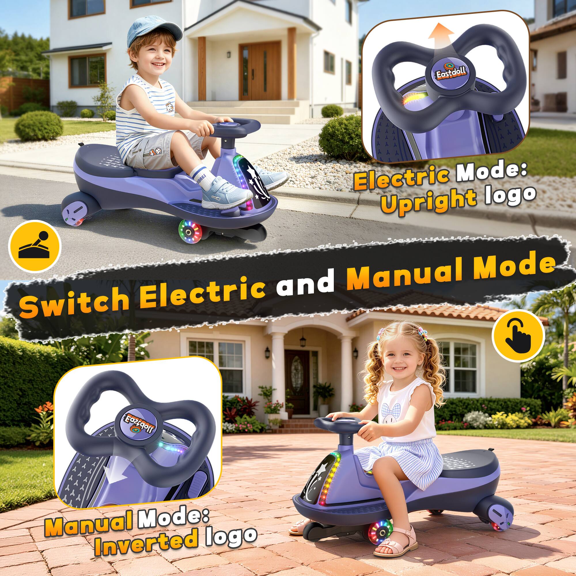 Eastdoll  
- SU Electric Mode: Upright logo and Manual Mode Switch Electric  
Eastdoll  
Manual Mode: Inverted logo