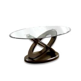 Manhattan Lane - Oval Glass Top Coffee Table with Cross Oval Base - Brown and Clear