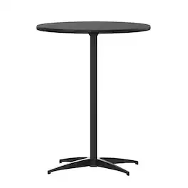 Emma + Oliver - 24" Round Wood Cocktail Table with 30" and 42" Columns - Black