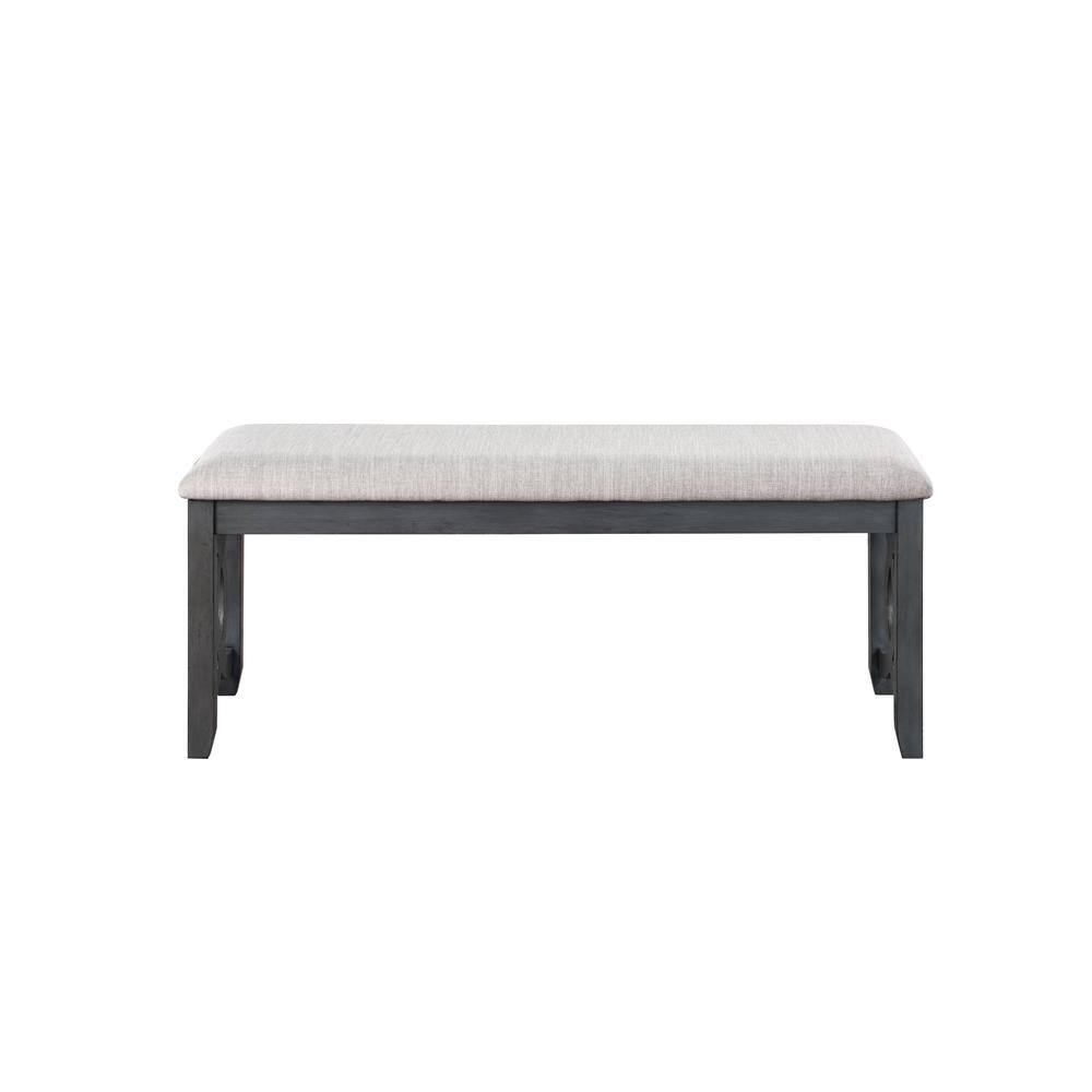 Angle. New Classic Furniture - Furniture Gia 46" Solid Wood and Polyester Bench in Gray - Gray.