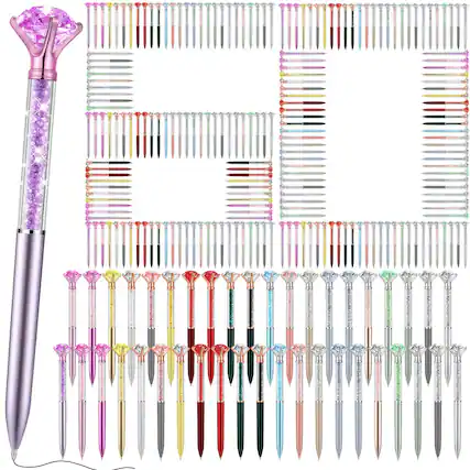 Front. Paradigms Interiors - 60 Pens Crystal Glitter Bridal Shower Ballpoint Set Bulk Ink Rhinestone Fancy Gift For Women Students School Office S....