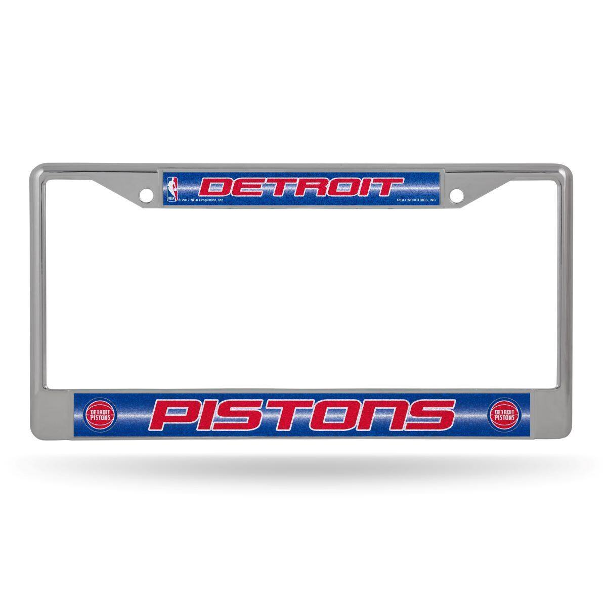 Detroit Pistons Standard Size Chrome License Plate Frame - It Sparkles!