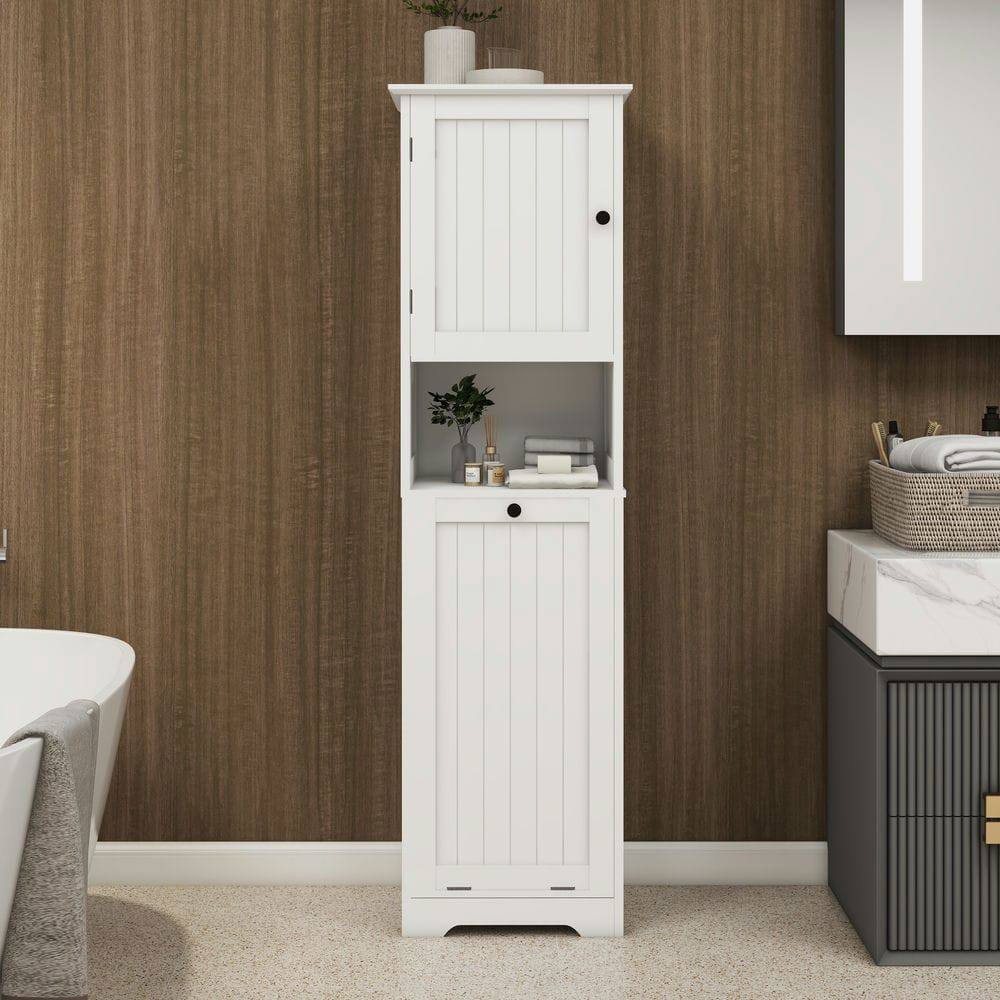 Alt View 2. Kadyn - One-Compartment One-Door Tilt-Out Laundry Sorter Cabinet, White - White.