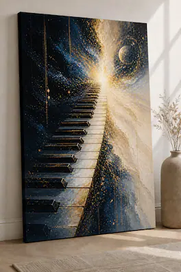FC Design - Large Ready-to-Hang 24x36"- Piano Keys Cosmic Light Art Painting Home Wall Décor - MultiColor