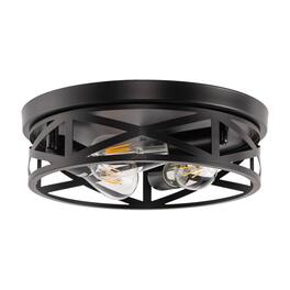 Jandcase - 3-Light Flush Mount Ceiling Light, E26 Socket, Non-Integrated Bulbs, for Kitchen - Black
