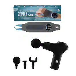 Pursonic - EMS Wrist Massager & 3-Speed Massage Gun Bundle – Targeted Relief & Muscle Recovery for Hands, Wrists & Body - Multicolor