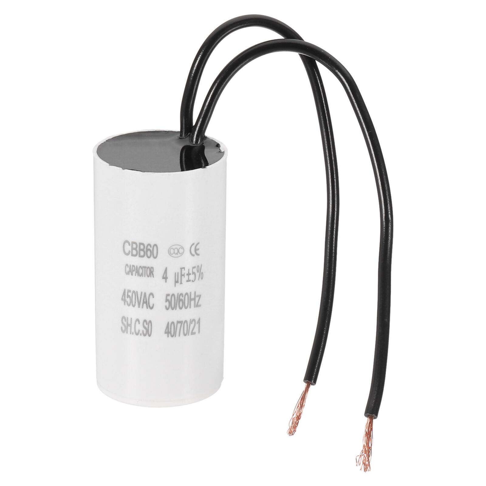 Unique Bargains - 4uF CBB60 Running Capacitor, AC 450V 2 Wires 50/60Hz for Refrigerators, Washing Machines, Water Pumps - White price history on PriceWatchPro