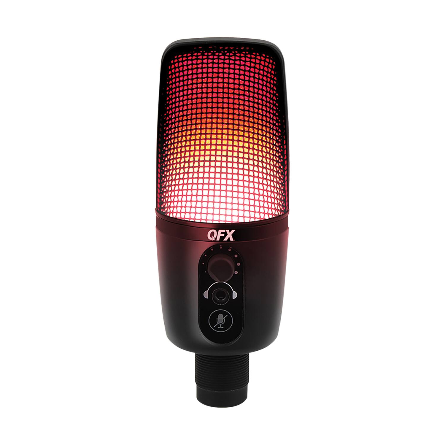 Angle. QFX - Qfx M-192 M-192 Ultra-high-resolution Usb Microphone With Rgb Studio Lights And Desk Tripod Stand - black.