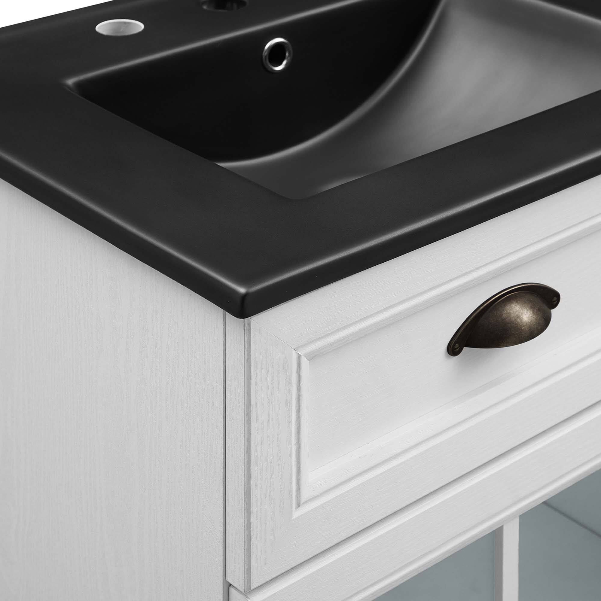 Alt View 8. Modway - Isle Bathroom Vanity Basin Included - White Black.