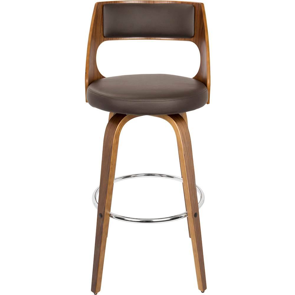 Front. LumiSource - Cecina Wood Barstool - Walnut/Brown.