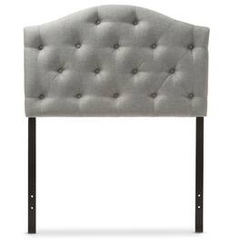 Baxton Studio - Myra Modern and Contemporary Fabric Upholstered Button-Tufted Scalloped Twin Size Headboard - Gray
