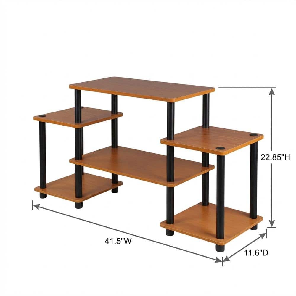 FurniFact - Light Cherry and Black no tools entertainment center with spacious design - Light Cherry/Black price history on PriceWatchPro