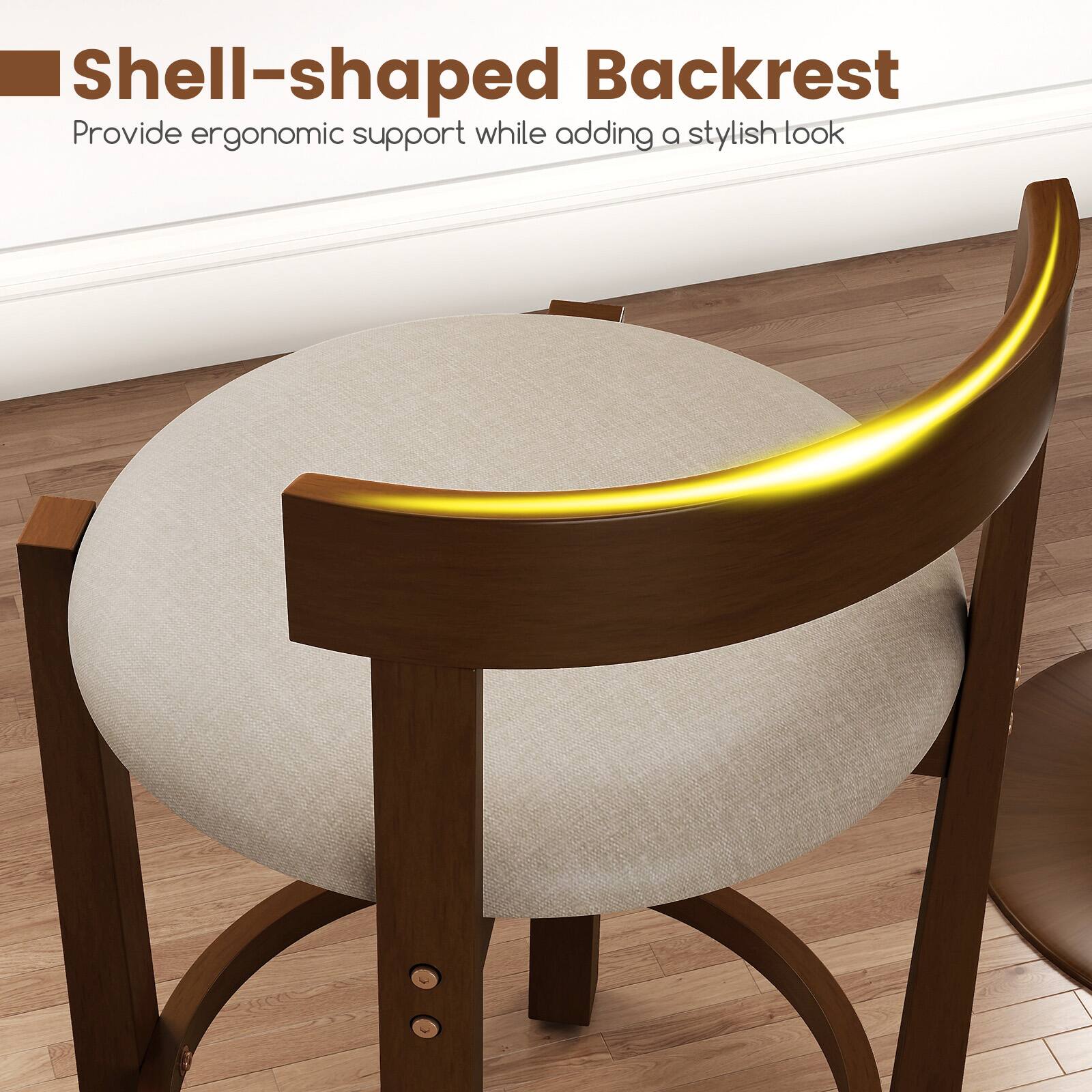 Shell-shaped Backrest  
Provide ergonomic support while adding a stylish look