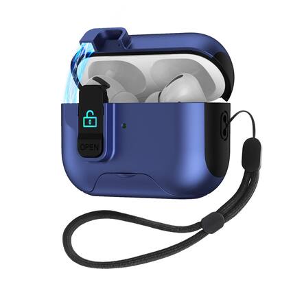 Front. Stock Preferred - For AirPods Pro 3rd Gen. 2025 Case with Kickstand Phone Holder - Dark Blue.
