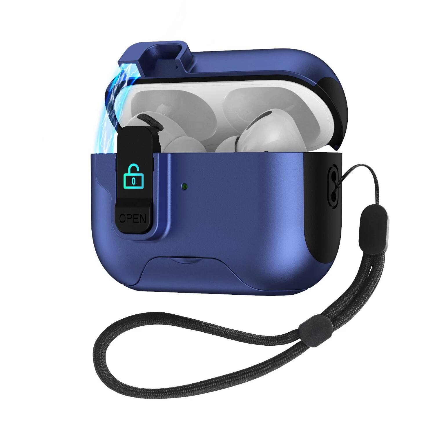 Front. Stock Preferred - For AirPods Pro 3rd Gen. 2025 Case with Kickstand Phone Holder - Dark Blue.