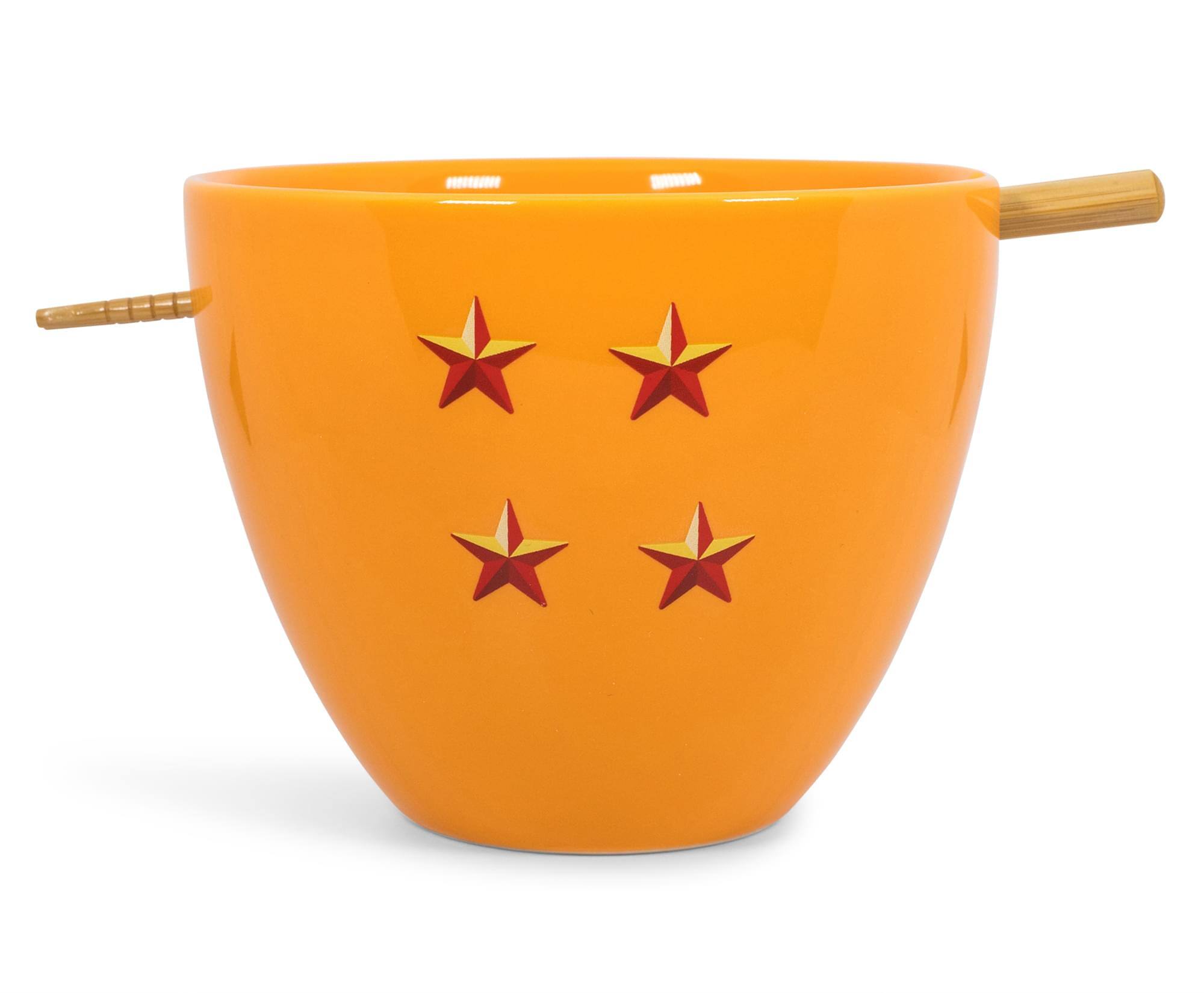 Alt View 1. Just Funky - Dragon Ball Z 4-Star Ball Ceramic Noodle Bowl & Chopsticks Set | 16 Ounce Dish - Orange.
