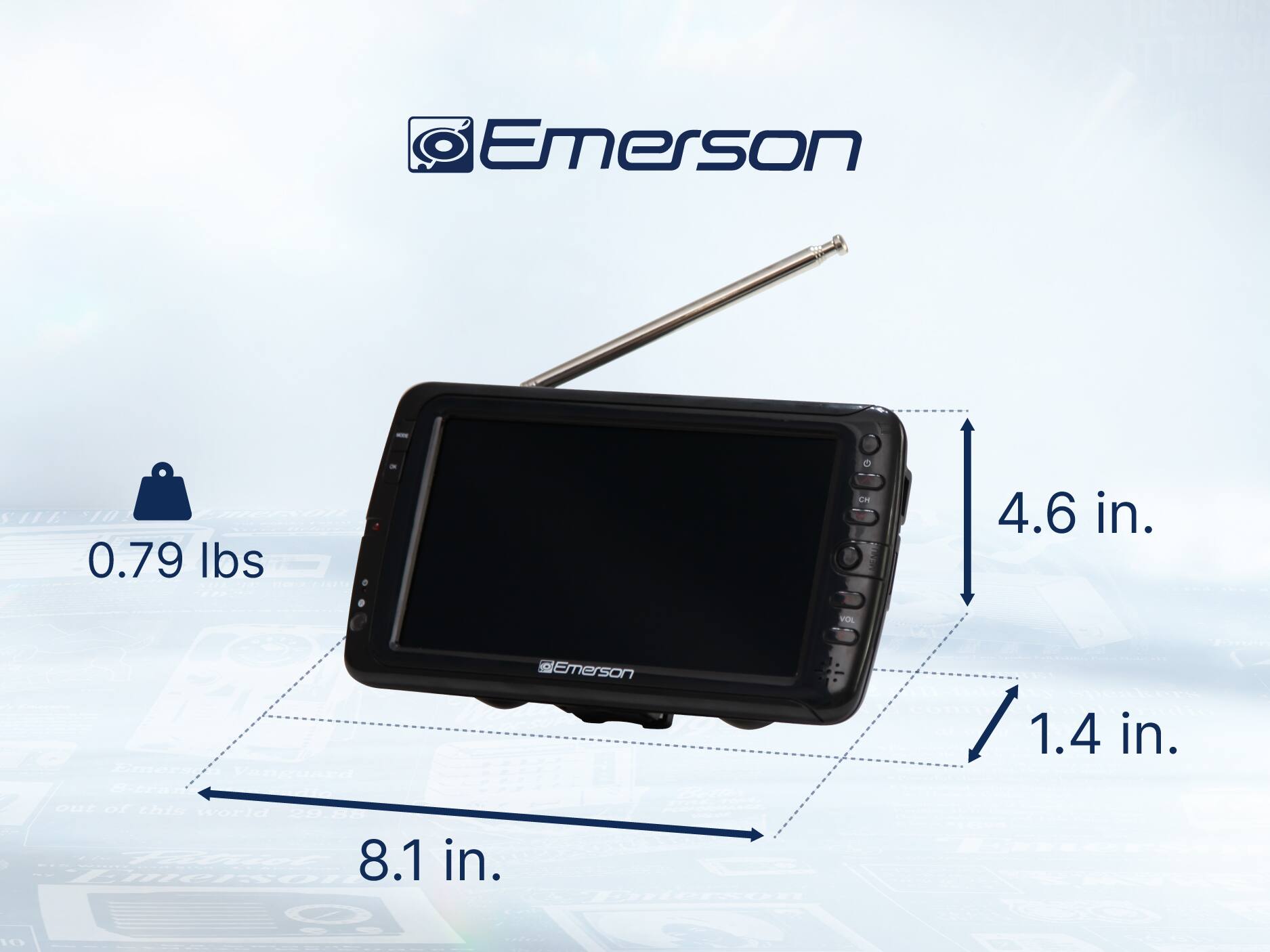 Emerson 10 0.79 lbs ee CH 4.6 in. VOL  Emerson ee  Vanguand   OUT of chis world 292 . ierson - 8.1 in. O 10 1.4 in. C