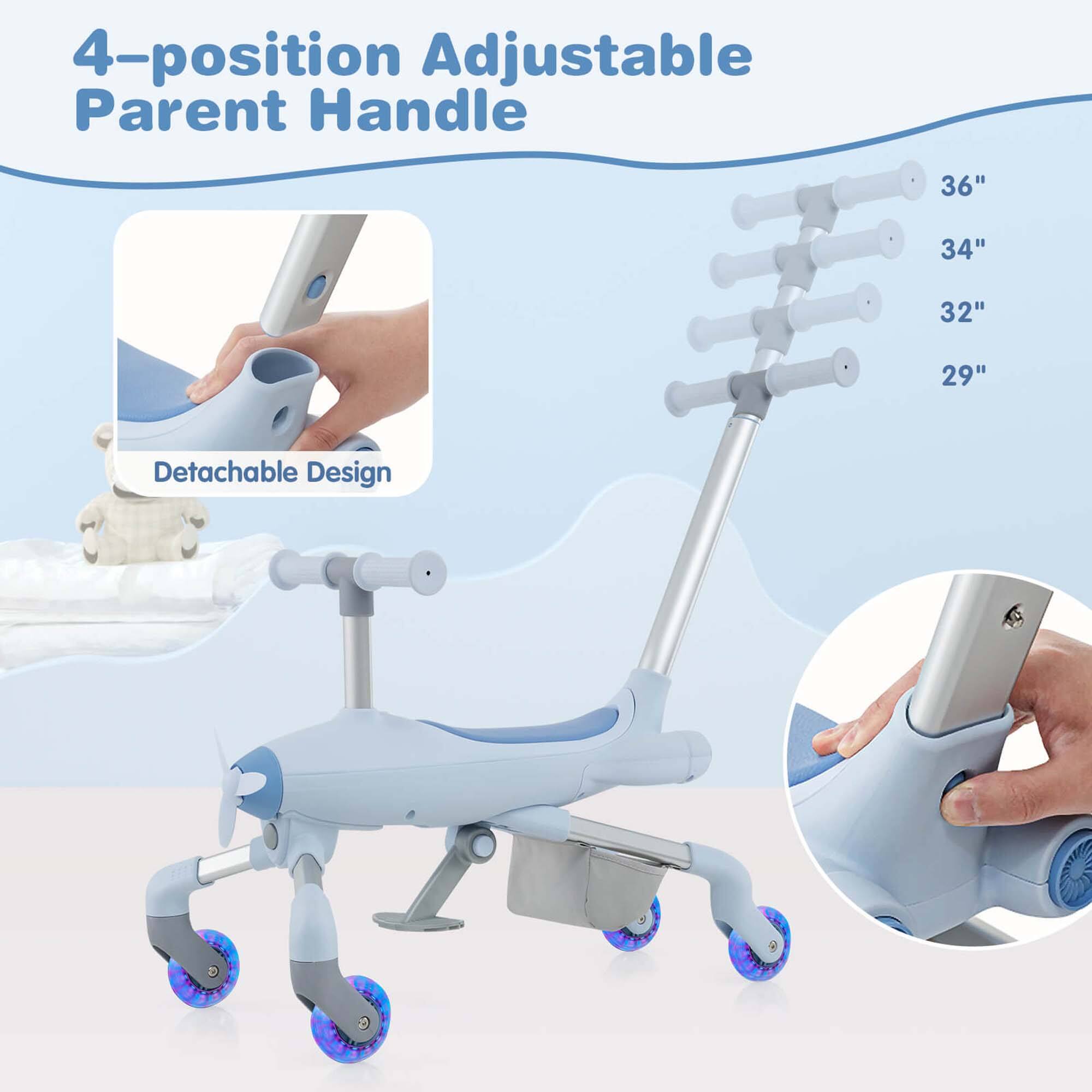 4-position Adjustable Parent Handle

36"
34"
32"
29"

Detachable Design