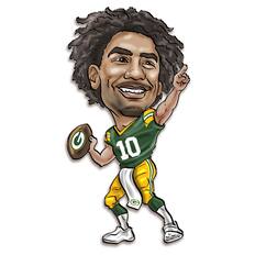 Front. Sporticulture - Jordan Love Green Bay Packers Metal Caricature Wall Art - Green.