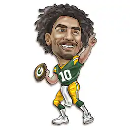 Sporticulture - Jordan Love Bay Packers Metal Caricature Wall Art - Green