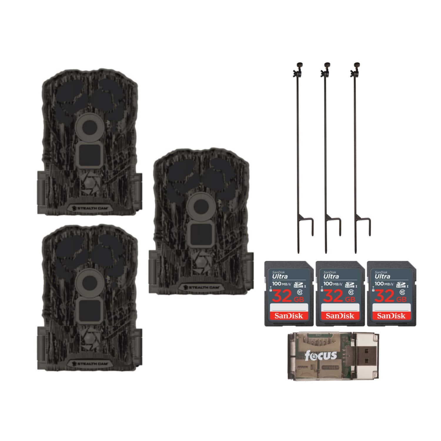 Stealth Cam - Browtine 14MP Trail Camera Ground Post Starter (3-Pack)