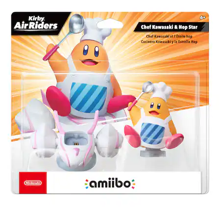 Kirby Air Riders 6+
Chef Kawasaki & Hop Star
Chef Kawasaki et l'étoile hop
Cocinero Kawasaki y la Estrella Hop
Nintendo amiibo