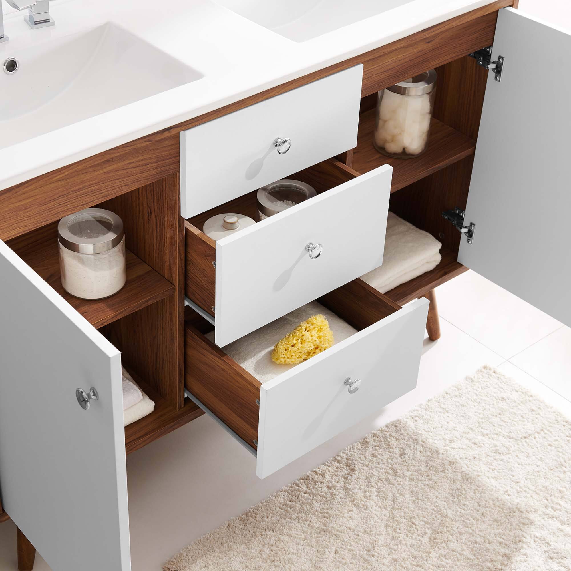Left. Modway - Transmit Bathroom Vanity Basin Included - Walnut White.