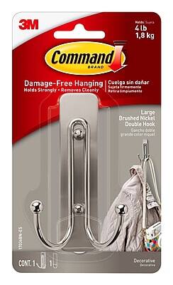 Command - Large Hook, 4 lb - Brushed Nickel
