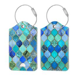 Kitcheniva - Luggage Tags For Travel Bag Suitcase With Loop & Privacy Cover ID Label Pack Of 2 - Cool Jade