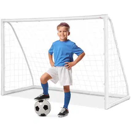 Front. Costway - Costway 6 FT x 4 FT Portable Kids Soccer Goal Quick Set-up for Backyard Soccer Training - White.