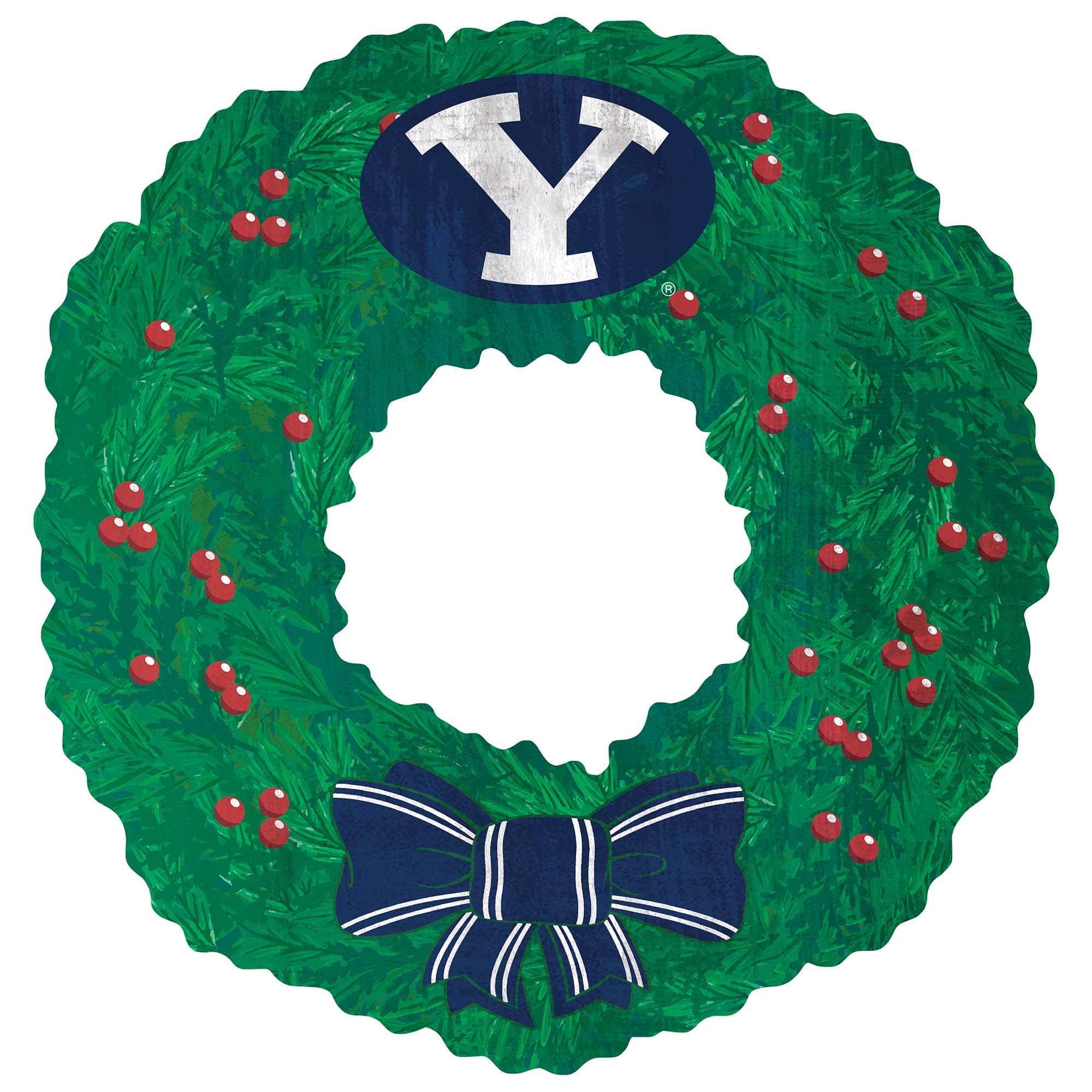 Front. Fan Creations - BYU Cougars 16'' Team Wreath Sign - Green.