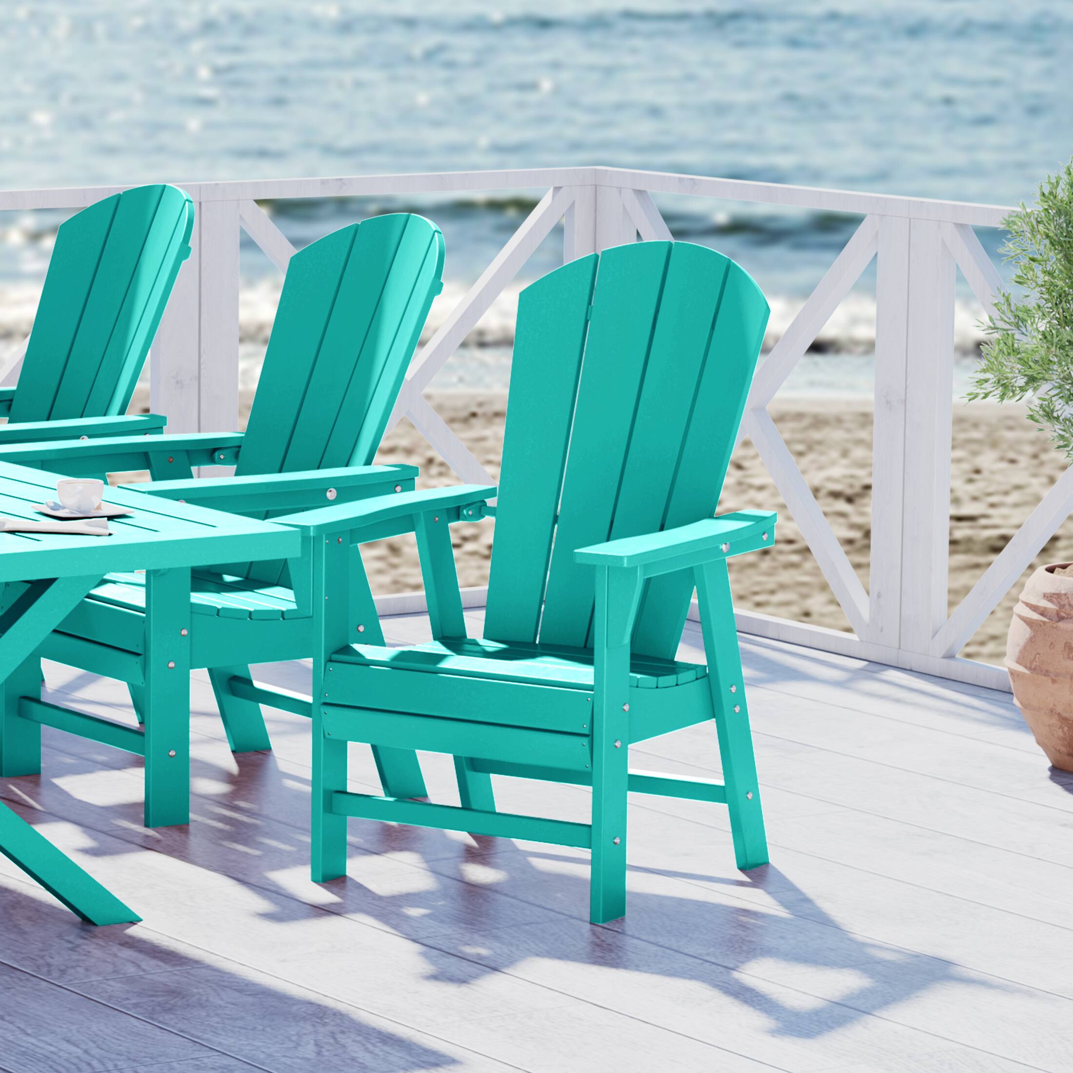 Angle. WestinTrends - WestinTrends Malibu Outdoor Patio HDPE Plastic Adirondack Dining Chair - Turquoise.