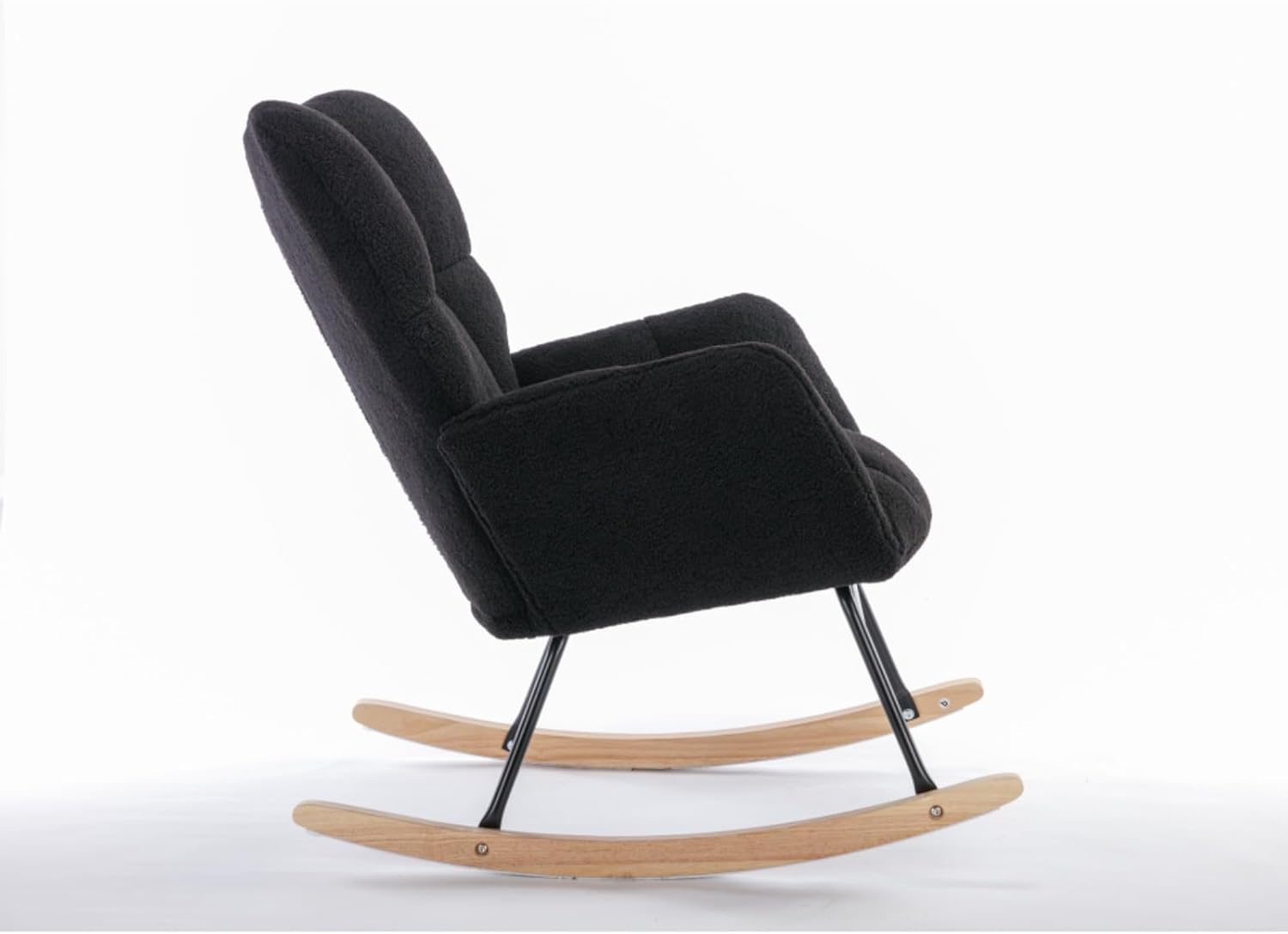 Alt View 7. Trinkets Crazed - Teddy Fabric Rocking Gilder Nursery Chair For Living Room Indoor - Black.