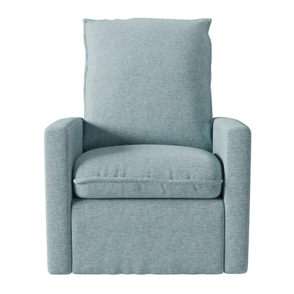 Front. CorLiving - Caillie Fabric Upholstered Plush Cushioned Glider Swivel Manual Recliner - Blue.