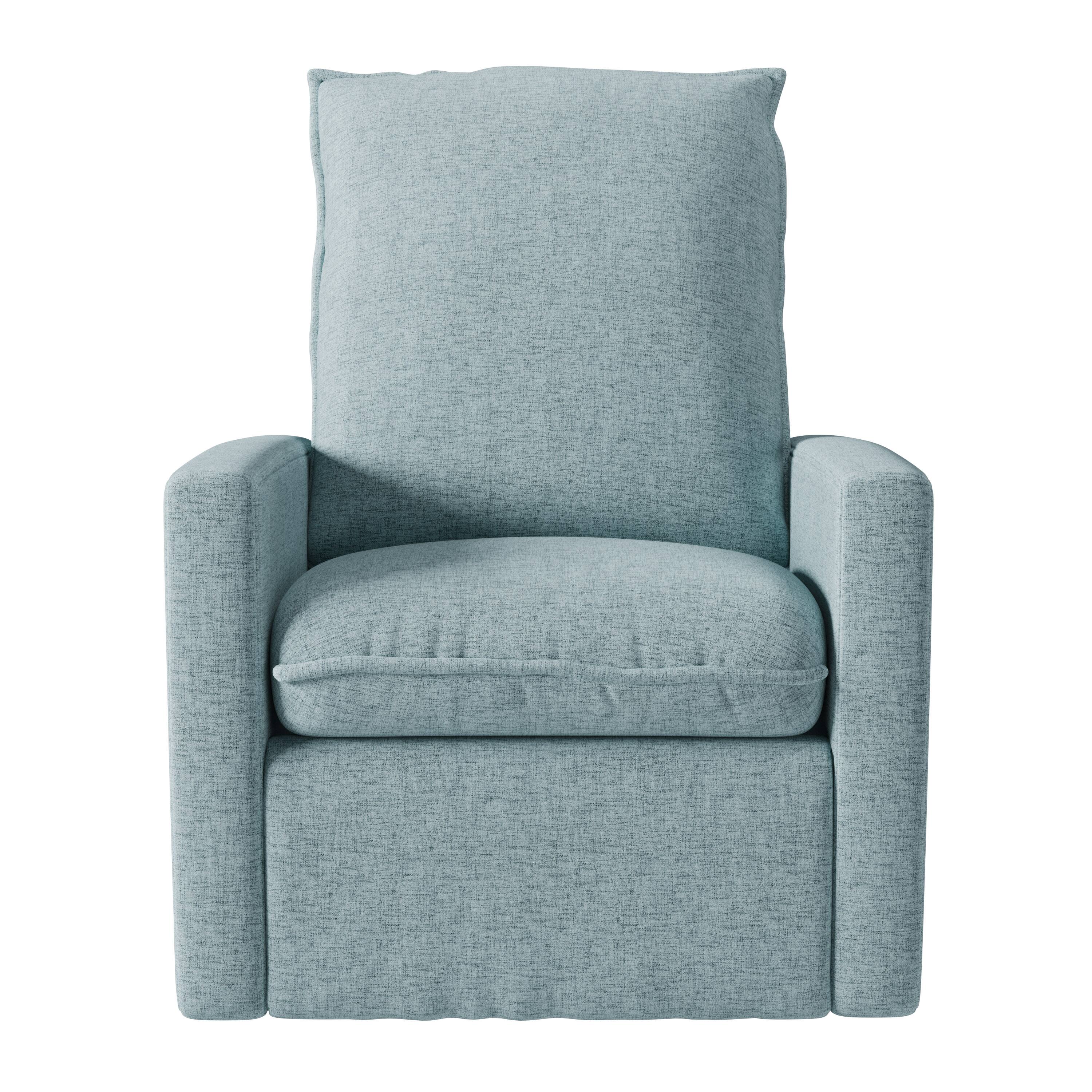 Front. CorLiving - Caillie Fabric Upholstered Plush Cushioned Glider Swivel Manual Recliner - Blue.